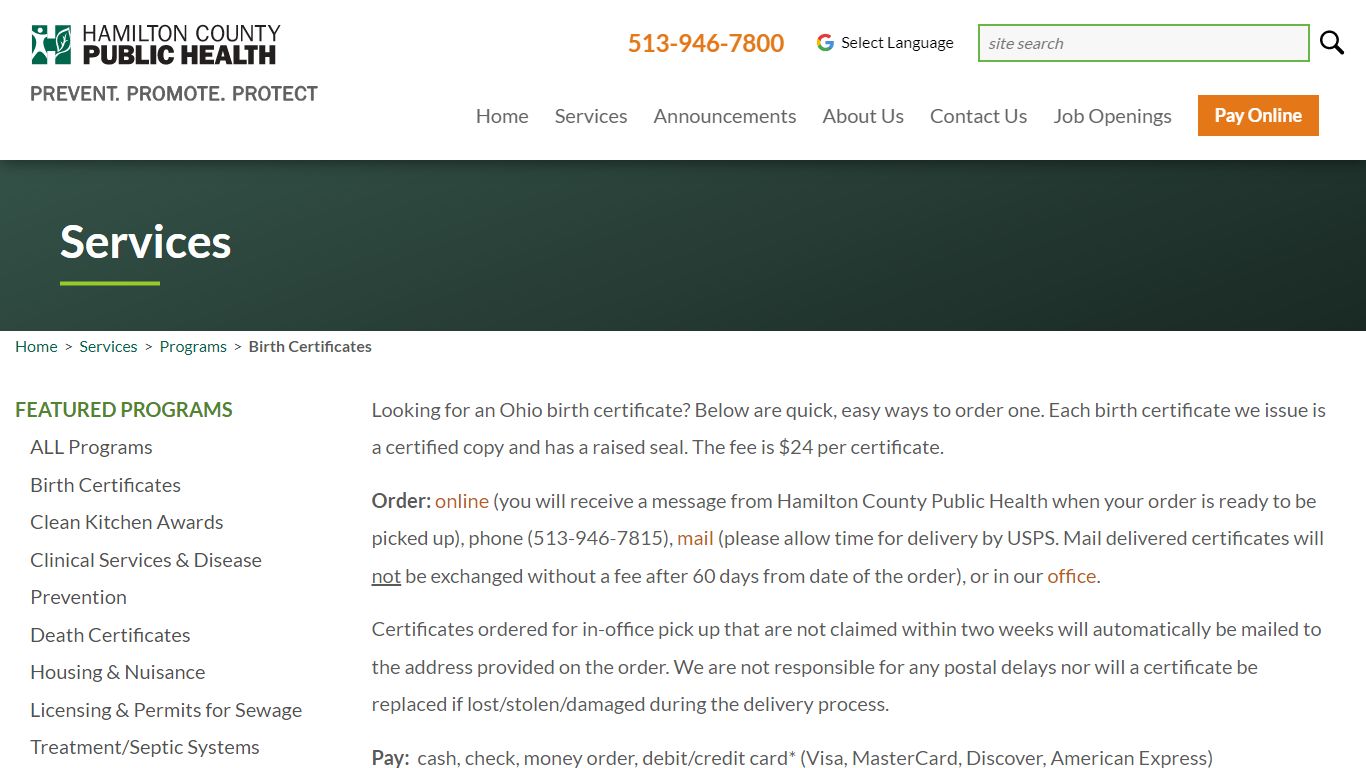 Birth Certificates - Hamilton County Public Health